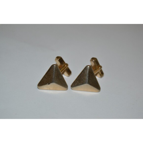 WOW Vintage Unique 1960s TRIANGLE Shaped SWANK Brass Men's Cuff Links Rare - Picture 3 of 6